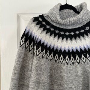 Gray Patterned Turtleneck Sweater Aspen 2X